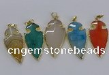 CGP3008 22*45mm arrowhead agate gemstone pendants wholesale