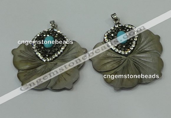 CGP301 40*42mm flower pearl shell pendants wholesale