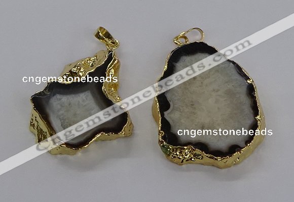 CGP3010 30*40mm - 35*45mm freeform druzy agate pendants