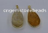 CGP3016 28*50mm flat teardrop fossil coral pendants wholesale