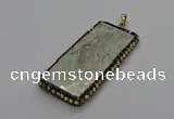 CGP3021 30*60mm - 40*60mm rectangle green apple jasper pendants