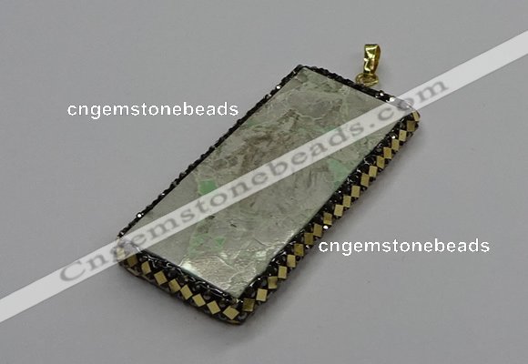 CGP3021 30*60mm - 40*60mm rectangle green apple jasper pendants