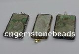 CGP3023 30*60mm - 40*60mm rectangle green apple jasper pendants