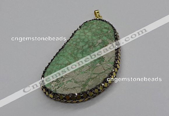 CGP3026 35*50mm - 40*65mm freeform green apple jasper pendants