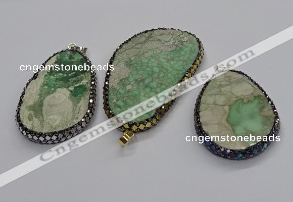 CGP3028 35*50mm - 40*65mm freeform green apple jasper pendants