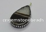 CGP3045 30*45mm - 35*60mm flat teardrop druzy agate pendants