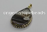 CGP3046 30*45mm - 35*60mm flat teardrop druzy agate pendants