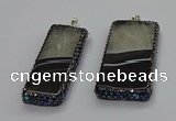 CGP3057 20*60mm - 30*65mm rectangle druzy agate pendants