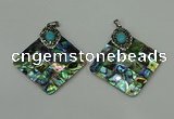 CGP306 35*35mm diamond abalone shell pendants wholesale