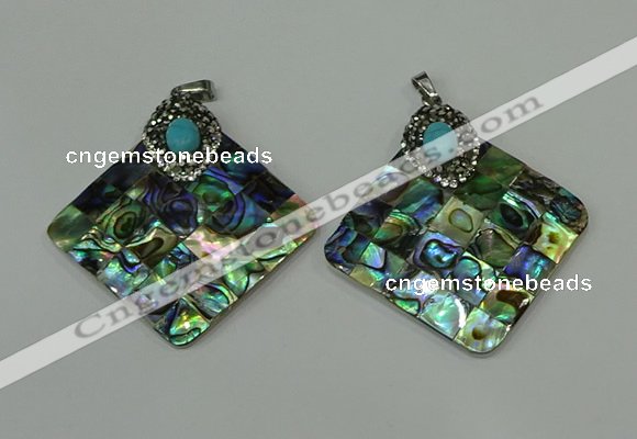 CGP306 35*35mm diamond abalone shell pendants wholesale