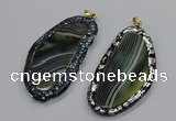 CGP3068 40*65mm - 40*70mm freeform line agate pendants