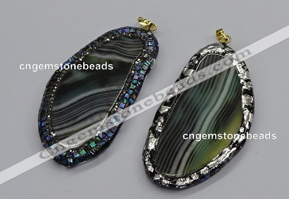 CGP3068 40*65mm - 40*70mm freeform line agate pendants