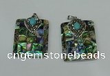 CGP307 30*40mm rectangle abalone shell pendants wholesale