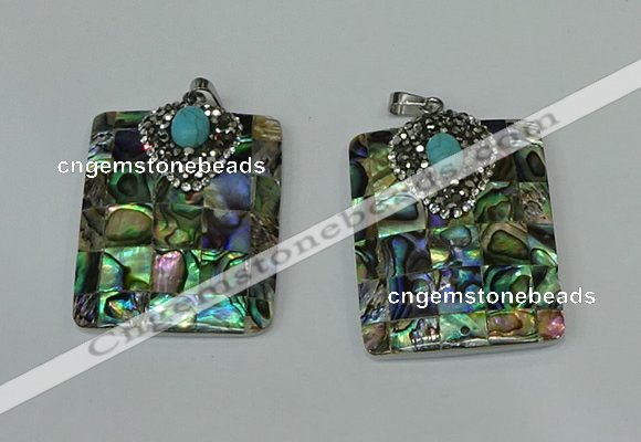 CGP307 30*40mm rectangle abalone shell pendants wholesale