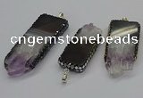 CGP3078 25*50mm - 30*65mm freeform druzy amethyst pendants