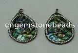 CGP308 35*45mm flat teardrop abalone shell pendants wholesale