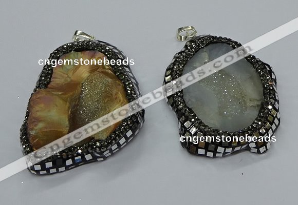 CGP3082 40*50mm - 45*55mm freeform druzy agate pendants