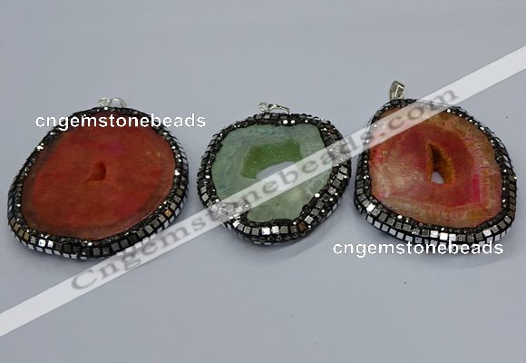 CGP3086 40*50mm - 50*65mm freeform druzy agate pendants