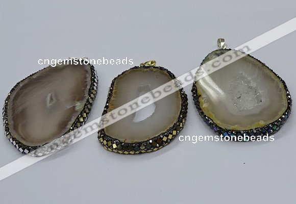 CGP3091 60*70mm - 70*80mm freeform druzy agate pendants