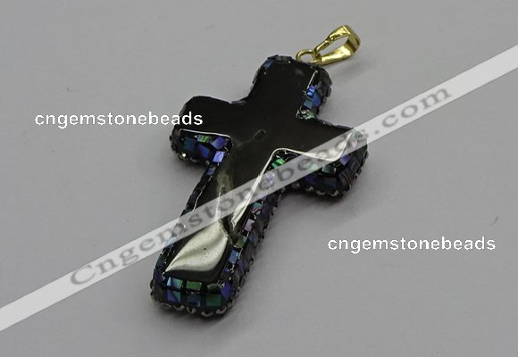 CGP3097 35*55mm cross agate gemstone pendants wholesale