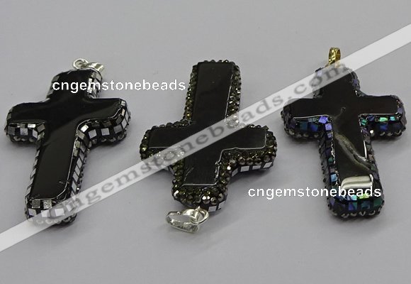 CGP3098 35*55mm cross agate gemstone pendants wholesale