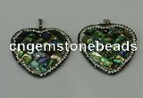 CGP310 40*40mm heart abalone shell pendants wholesale