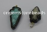 CGP3106 20*40mm - 25*45mm arrowhead druzy agate pendants