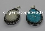 CGP3108 25*45mm flat teardrop druzy agate pendants wholesale