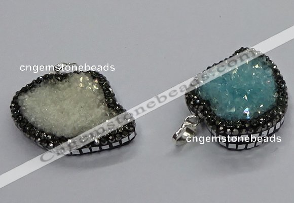 CGP3109 30*40mm heart druzy agate pendants wholesale