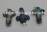 CGP3111 30*50mm cross druzy agate pendants wholesale