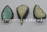 CGP3113 30*55mm flat teardrop druzy agate pendants wholesale
