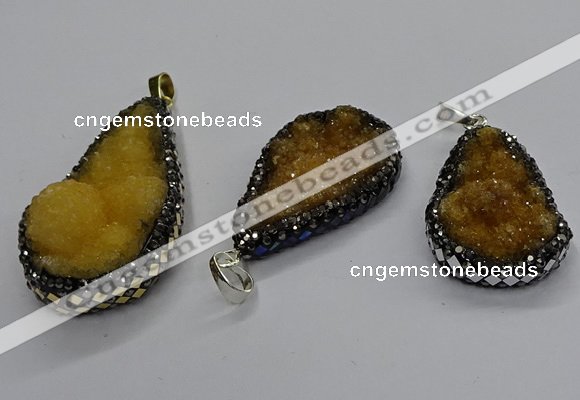 CGP3116 25*45mm - 30*50mm flat teardrop druzy agate pendants