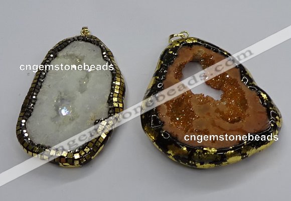 CGP3117 30*45mm - 40*55mm freeform druzy agate pendants