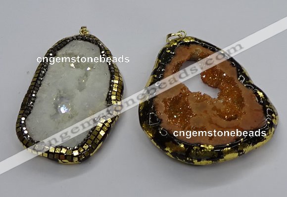 CGP3118 45*65mm - 55*70mm freeform druzy agate pendants