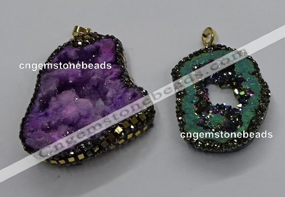 CGP3119 30*45mm - 40*55mm freeform druzy agate pendants