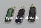 CGP3125 12*35mm - 15*40mm rectangle druzy agate pendants