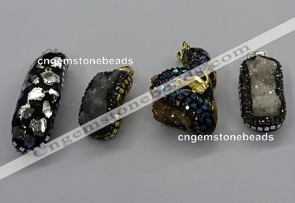 CGP3129 20*40mm - 25*45mm freeform druzy agate pendants