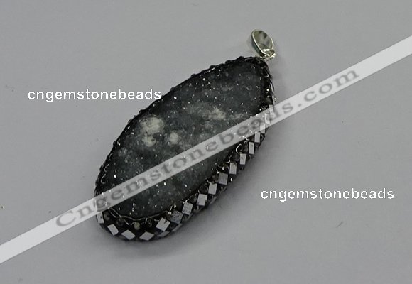 CGP3130 25*50mm - 25*55mm oval druzy agate pendants wholesale