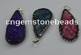 CGP3138 25*50mm - 25*55mm flat teardrop druzy agate pendants