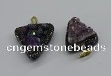 CGP3140 25*30mm - 30*35mm triangle plated druzy amethyst pendants