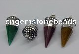 CGP3155 22*50mm faceted cone agate gemstone pendants wholesale