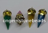 CGP3156 22*50mm faceted cone agate gemstone pendants wholesale