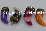 CGP3166 20*50mm - 25*55mm horn agate gemstone pendants