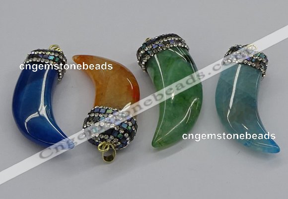 CGP3167 20*50mm - 25*55mm horn agate gemstone pendants