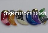 CGP3168 20*50mm - 25*55mm horn agate gemstone pendants