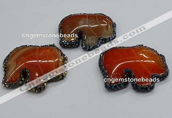 CGP3171 50*55mm elephant agate gemstone pendants wholesale