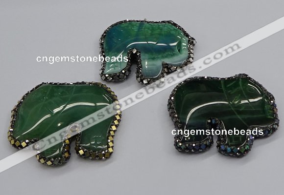 CGP3175 50*55mm elephant agate gemstone pendants wholesale