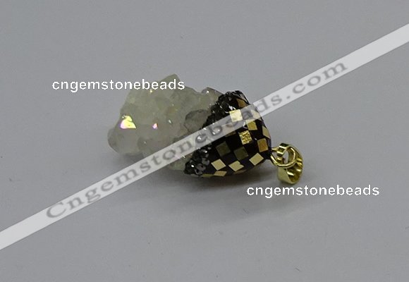CGP3181 15*20mm - 15*35mm nuggets plated druzy quartz pendants