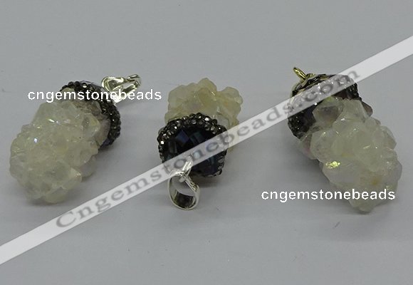 CGP3183 15*20mm - 15*35mm nuggets plated druzy quartz pendants