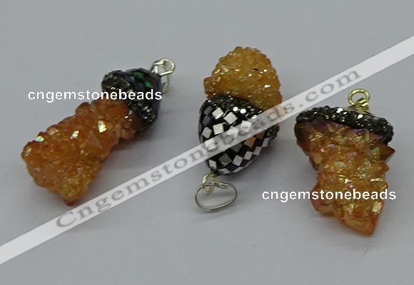 CGP3188 15*20mm - 15*35mm nuggets plated druzy quartz pendants